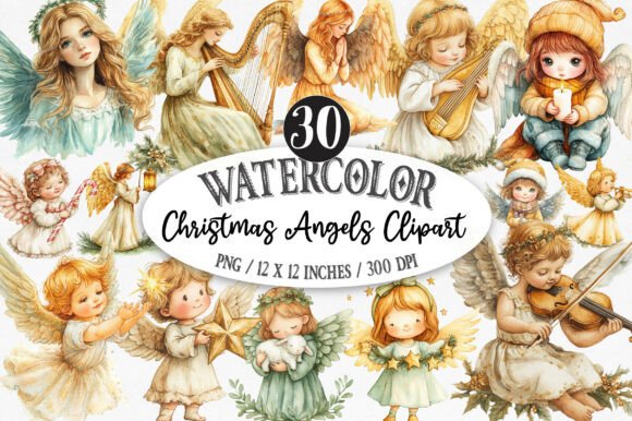 Christmas Angels Clipart: Elevate Illustrations
