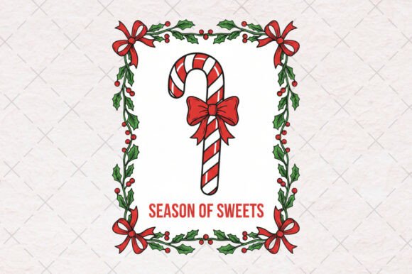 Christmas Candy Cane Frame: Festive Illustrations