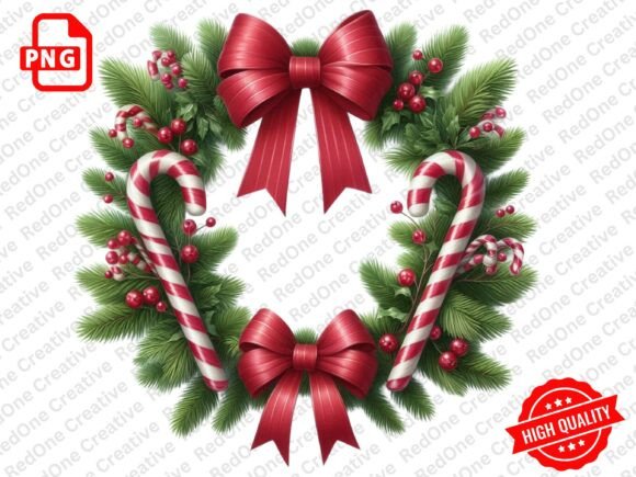 Christmas Garland Clipart, Horizontal Illustrations