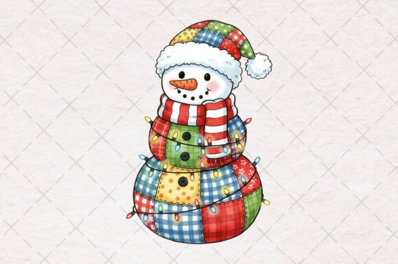 Christmas Patchwork PNG Winter Snowman P Illustrations