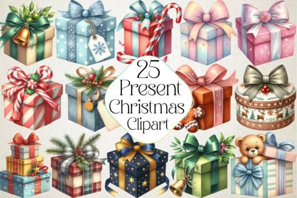 Christmas Present Clipart Bundle: Illustrations