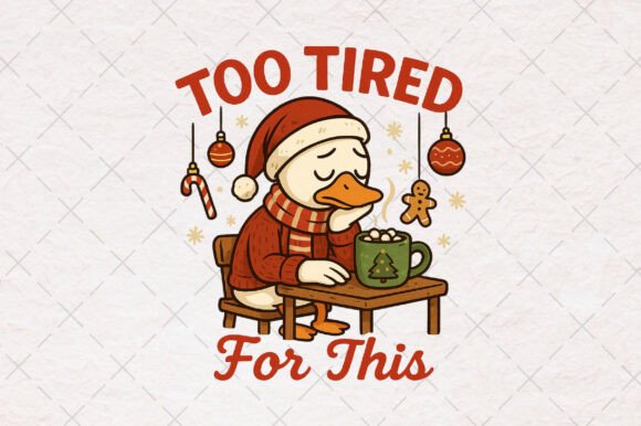 Christmas Tired Goose PNG for Illustrations
