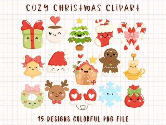 Cozy Christmas Clipart: Cute Holiday PNG Illustrations