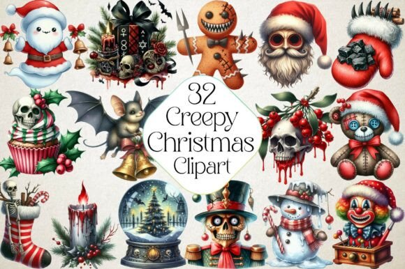 Creepy Christmas PNG: Bold Illustrations