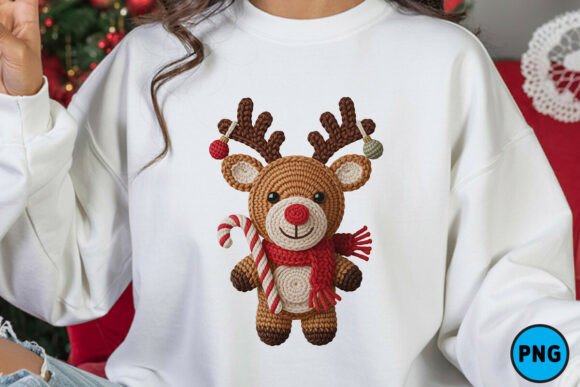 Cute Christmas Deer Baby Crochet Yarn Illustrations
