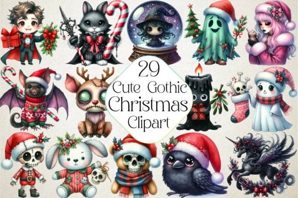 Cute Gothic Christmas Illustrations Review