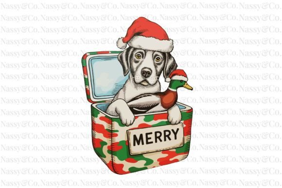 Dog Duck Christmas Cooler Xmas PNG Illustrations