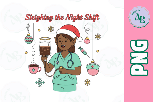 Funny Christmas Nurse PNG for Illustrations