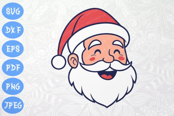 Jolly Santa Face SVG: Festive Illustrations