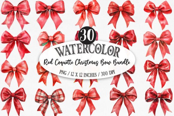 Red Coquette Christmas Bow Bundle: Illustrations Review