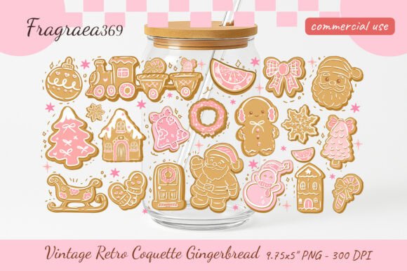 Retro Gingerbread Cup Wrap: Festive Illustrations