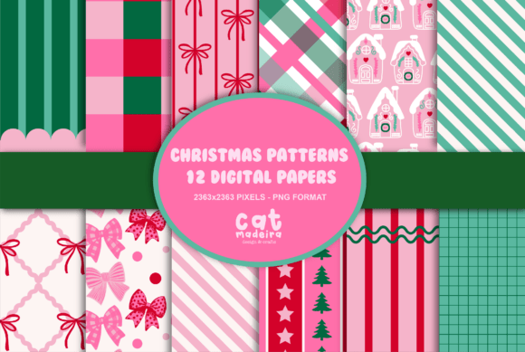 Reviewing Christmas Patterns PNG Digital Papers & Illustrations