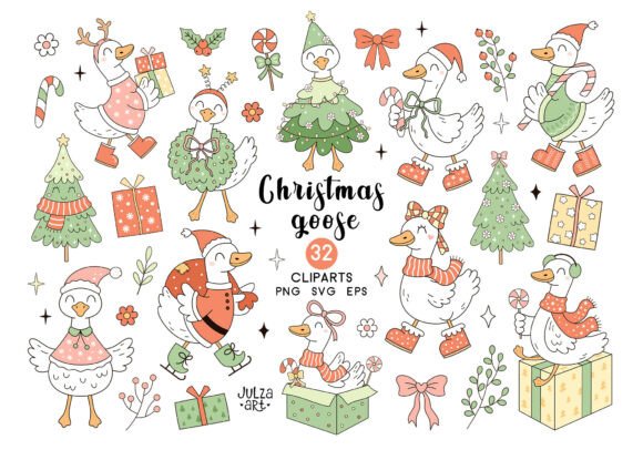 Silly Christmas Goose Clipart SVG PNG Review