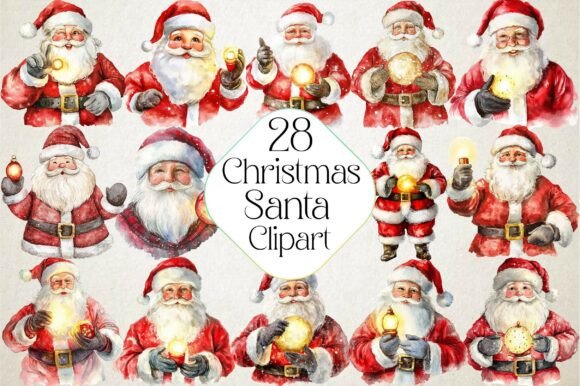 Watercolor Christmas Santa Clause Illustrations Review