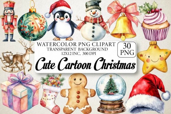 Watercolor Cute Christmas Illustrations Review
